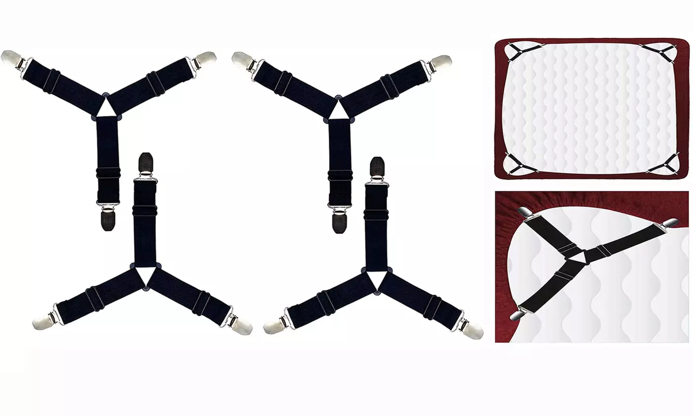 4Pcs/set Elastic Bed Sheet Grippers Belt Fastener Clips Mattress Cover Holder