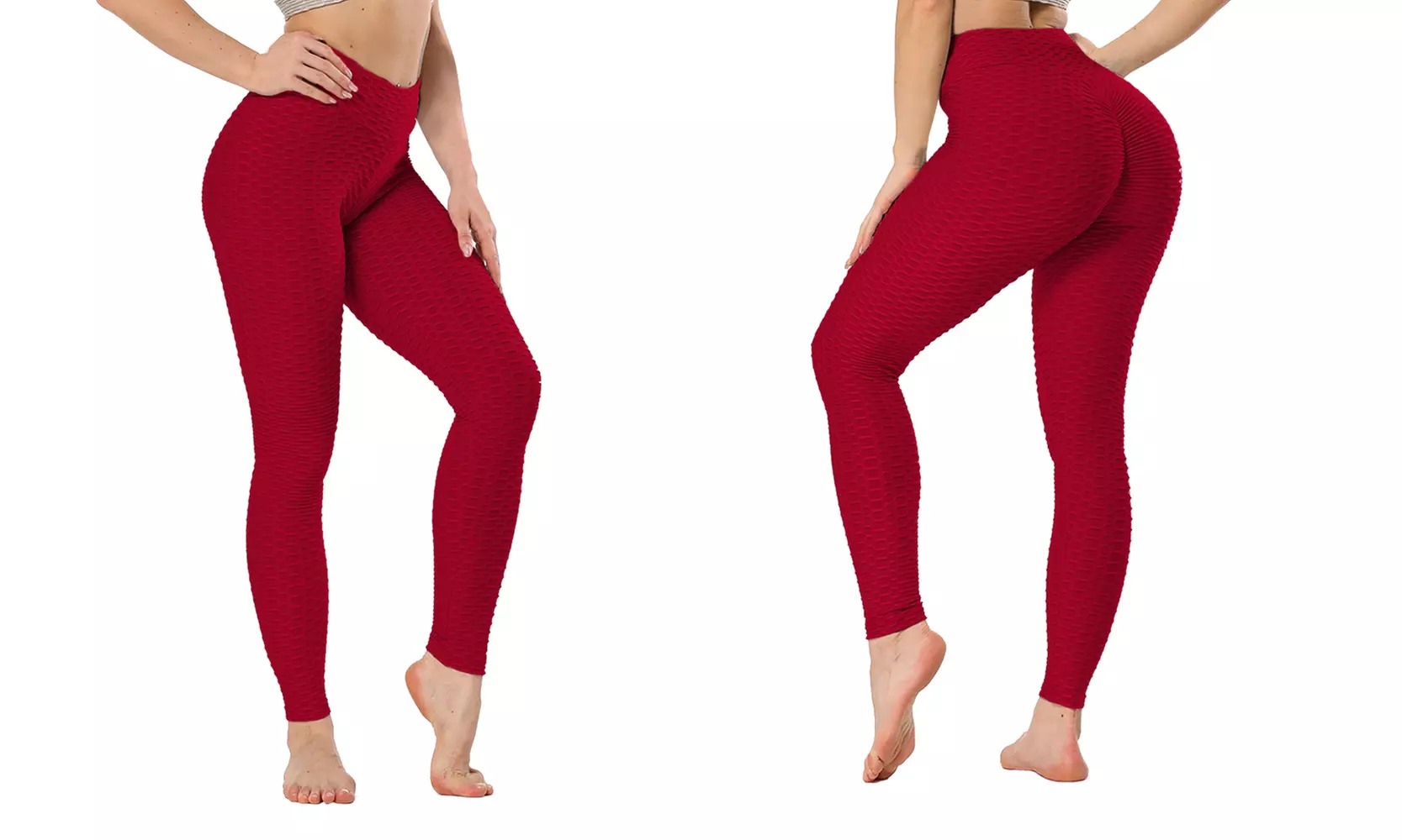 Women's High Waist Textured Butt Lifting Slimming Workout Leggings Tights Pants