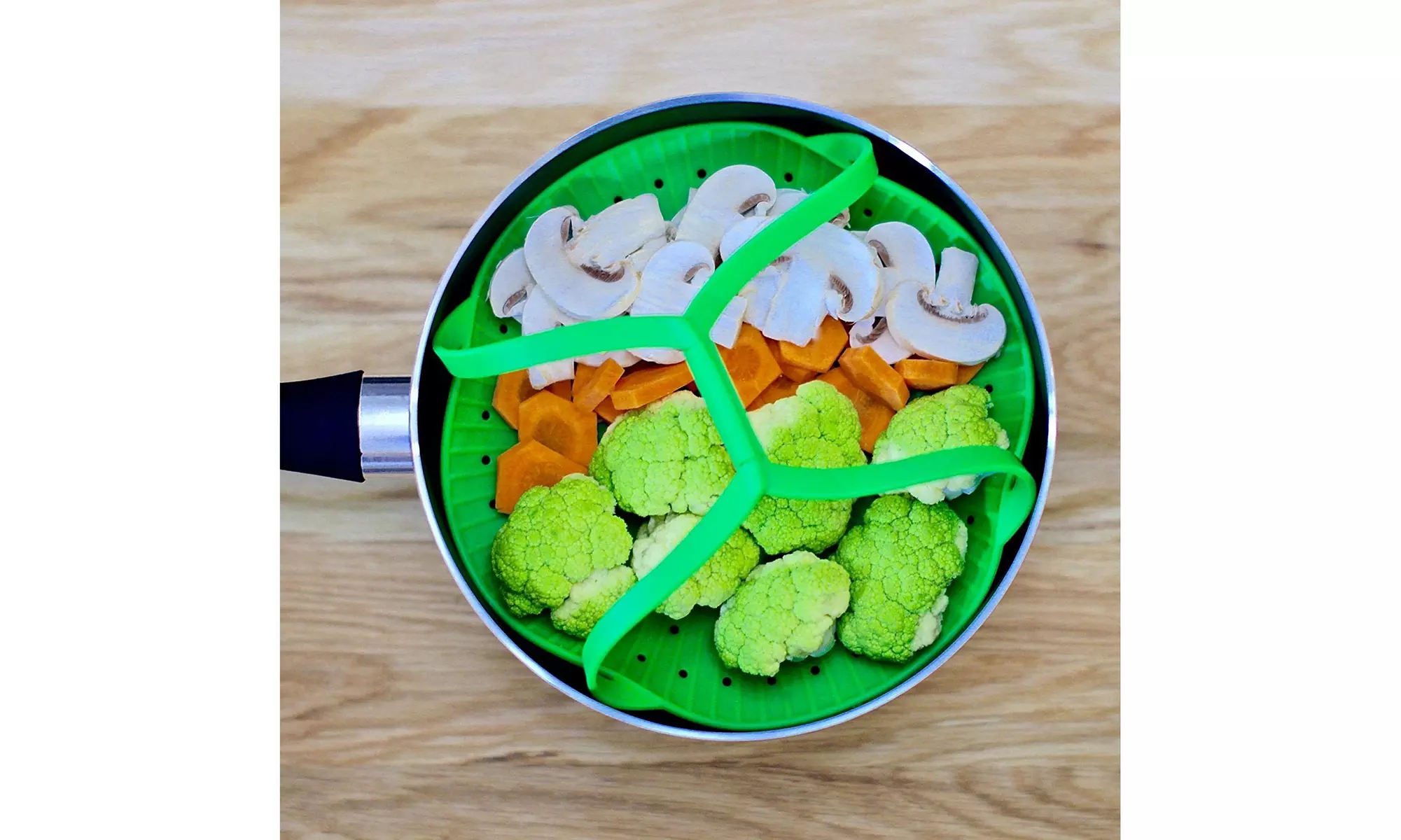 Silicone Vegetable Steamer Basket With Handle for Veggie Seafood Fruit - Second Medium