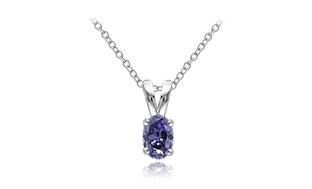 Sterling Silver 1/2ct Tanzanite Oval Solitaire Necklace