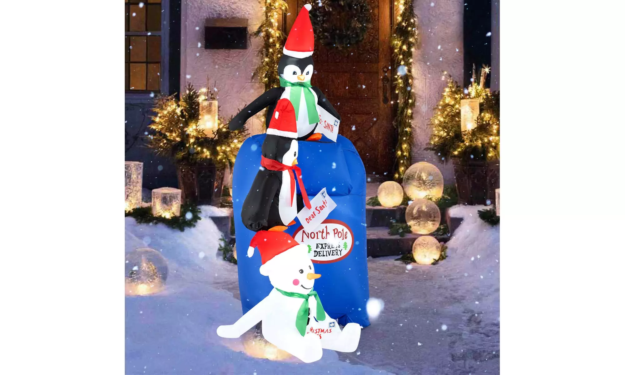 Costway Inflatable Christmas Santa Claus Helicopter Snowman Penguin Lights