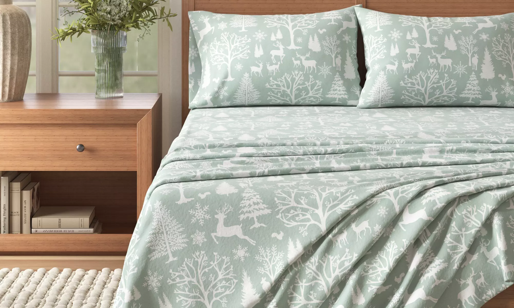 Nature Print Turkish Cotton Flannel Sheet Set