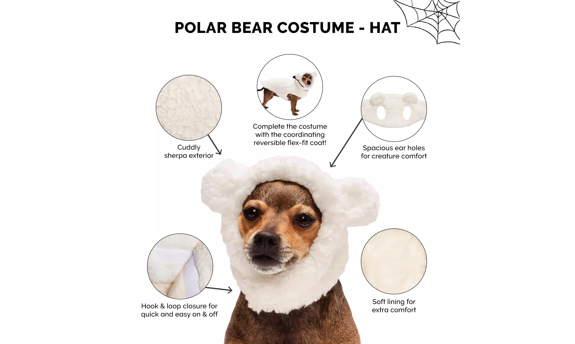 FurHaven Halloween Costume Flex-Fit Pet Costume Hat (Bat, Monster, Polar Bear)