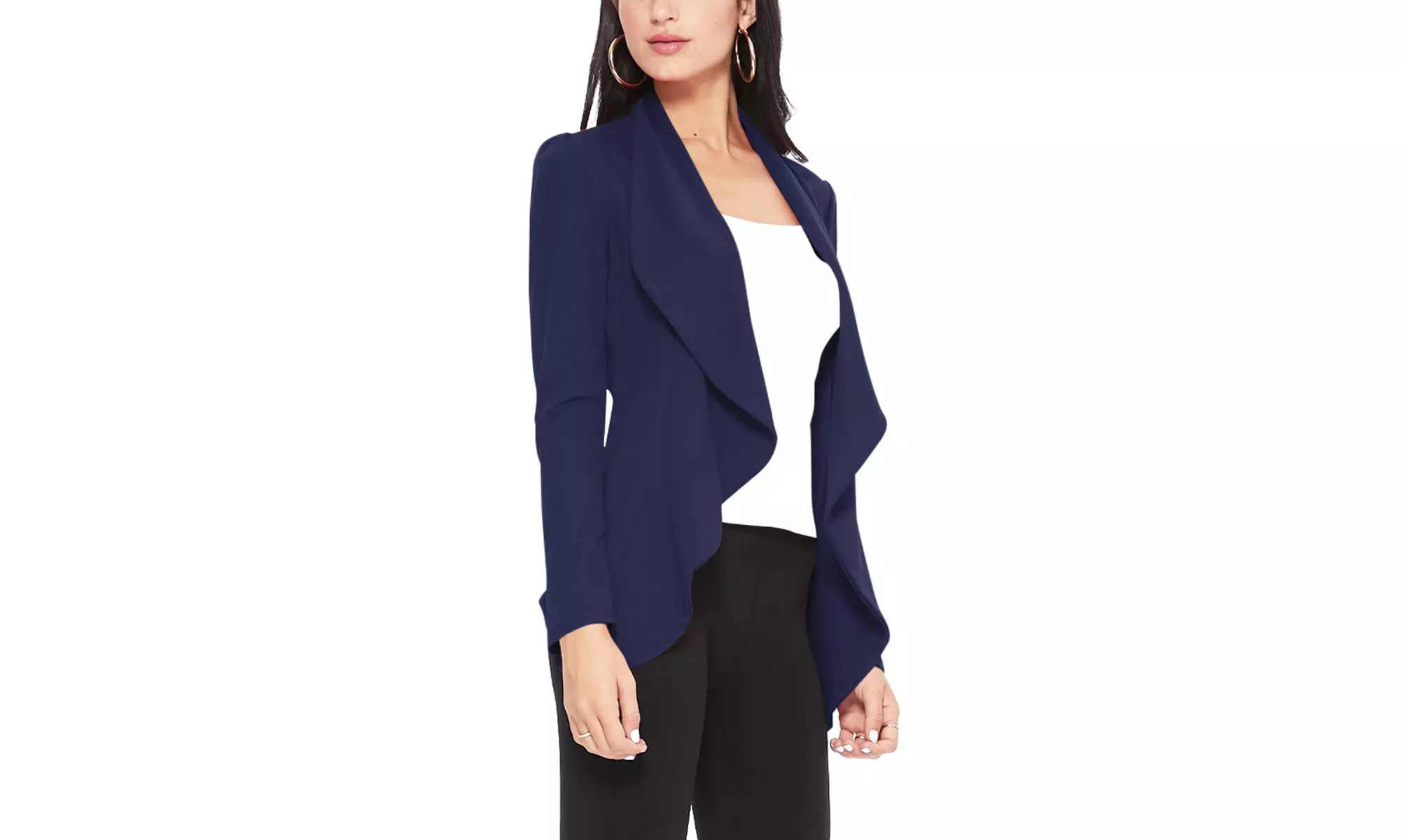 Casual Long Sleeves Open Front Office Wear Solid Blazer Jacket S-3XL