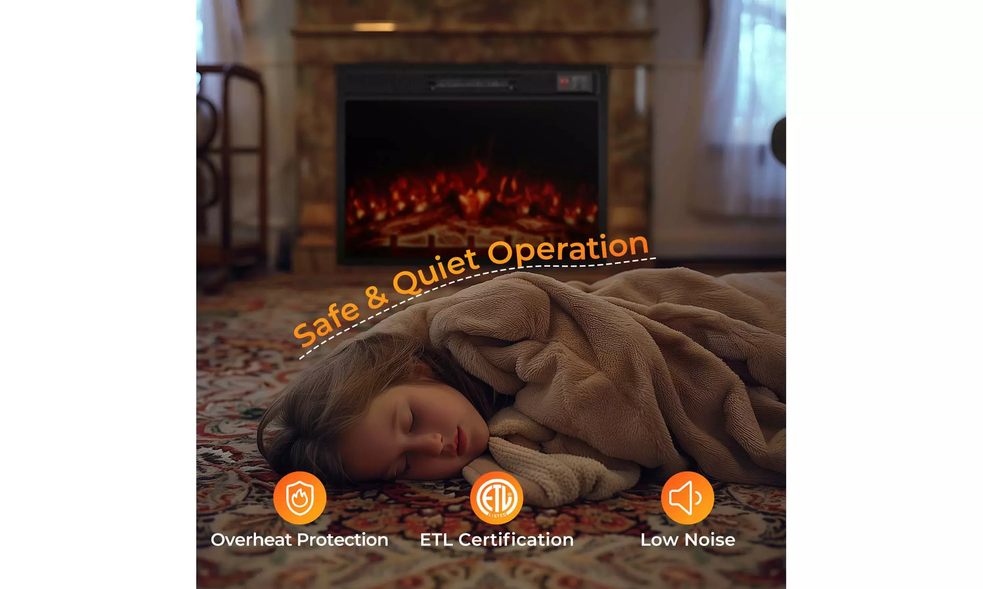 Costway 23" Electric Fireplace Insert with Remote Control Adjustable Flame Color