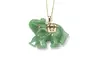 Green Jade 14k Gold Lucky Elephant Charm Pendant