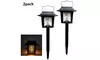 2 Pack Outdoor Solar Hanging Lantern Light LED Candle Yard Landscape Garden Lamp
