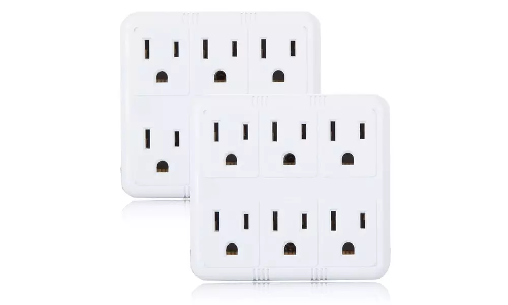 6-Outlet Grounded Wall Plug Adapters (2-Pack) - Second Medium