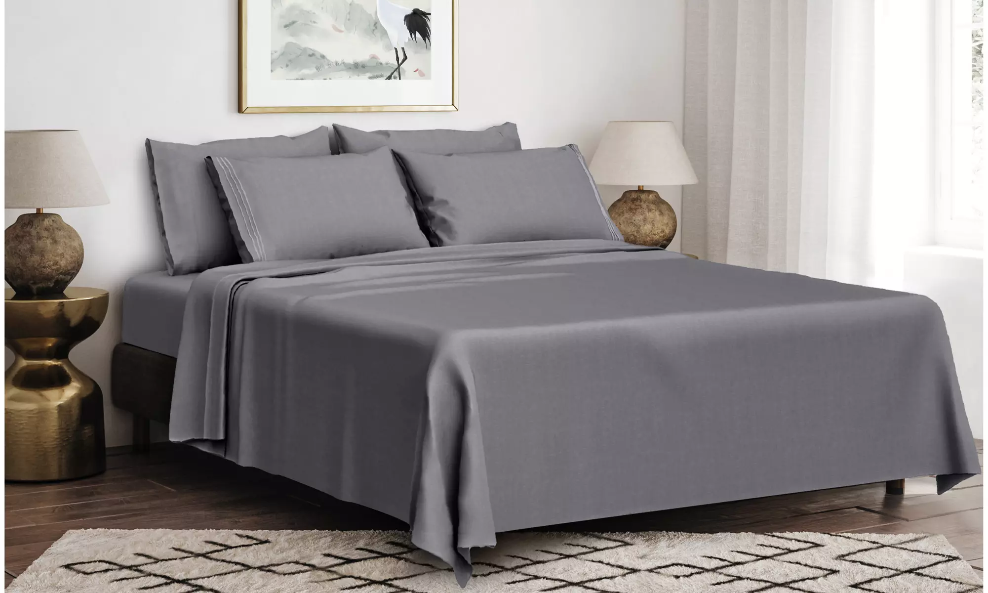 6PC Lux Decor Hypoallergenic Deep Pocket Bed Sheet Set (14 Colors!)