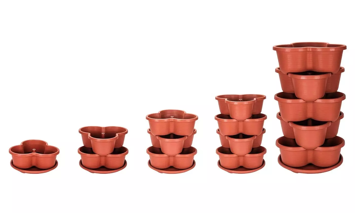 iMounTEK Five-Tier Vertical Stackable Planter Garden Tower Hanging Planter Pots