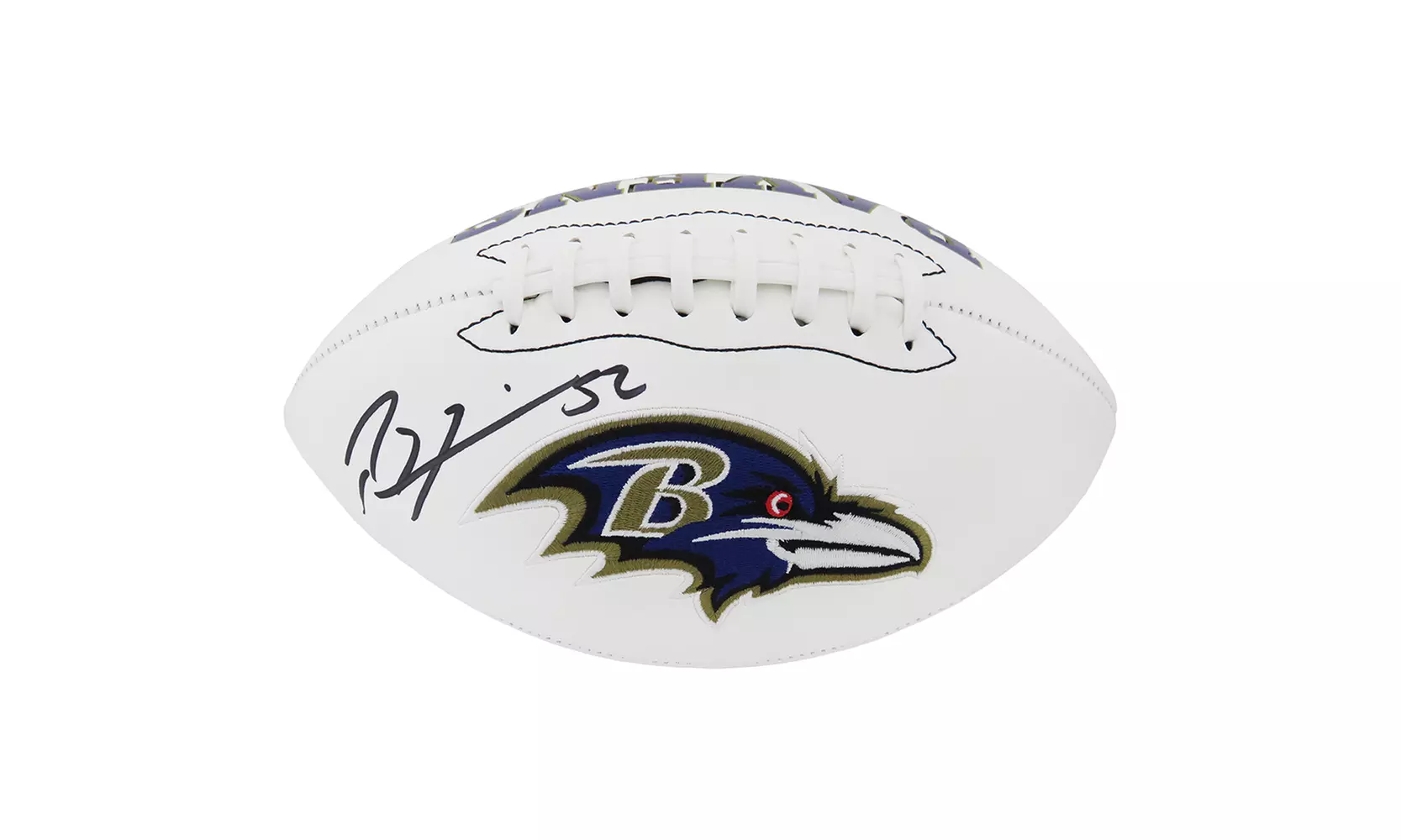 Ray Lewis Signed Baltimore Ravens Jarden White Logo Football - Primary Image