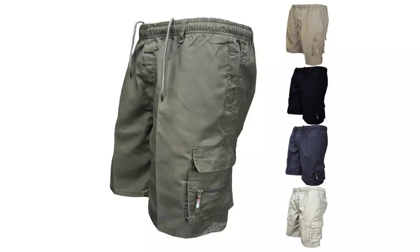 Men's Casual Cargo Shorts Elasticated Waist Half Pant Sport Work Trousers - Primary Image