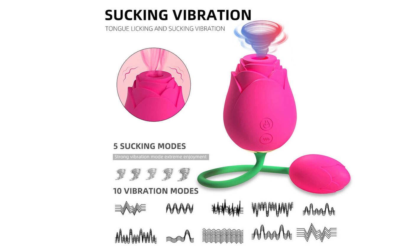 10 Speed Rose G-spot Vibrator Clit Sucker Nipple Licking Sucking Dildo