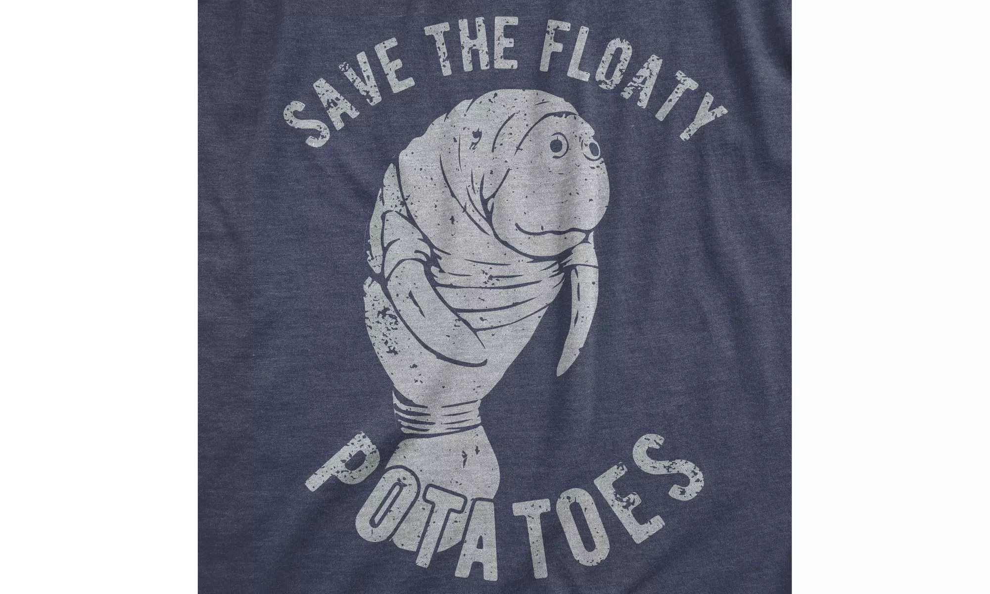 Mens Save The Floaty Potatoes Tshirt Funny Manatee Conservation Tee - Second Medium