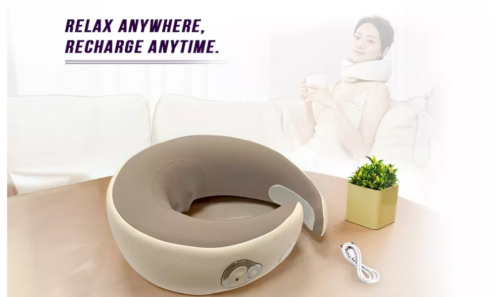 Multi-Purpose Neck Massage Pillow w/Heat Memory Foam U-Shape Comfort Massager.