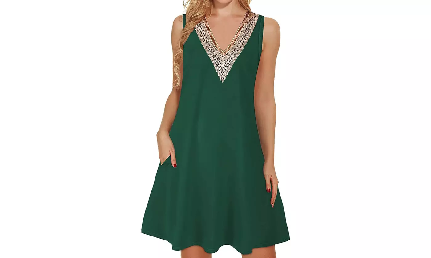 Bohuma Tank Dresses for Women Sleeveless Floral Beach Sundress with Pockets