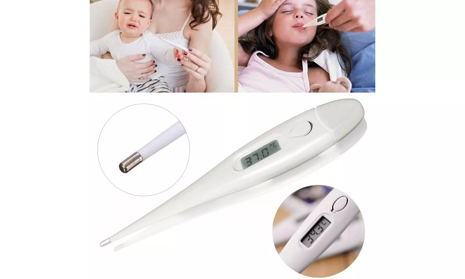 Digital LCD Temperature Measurement Body Heat Thermometer Tools - Primary Image