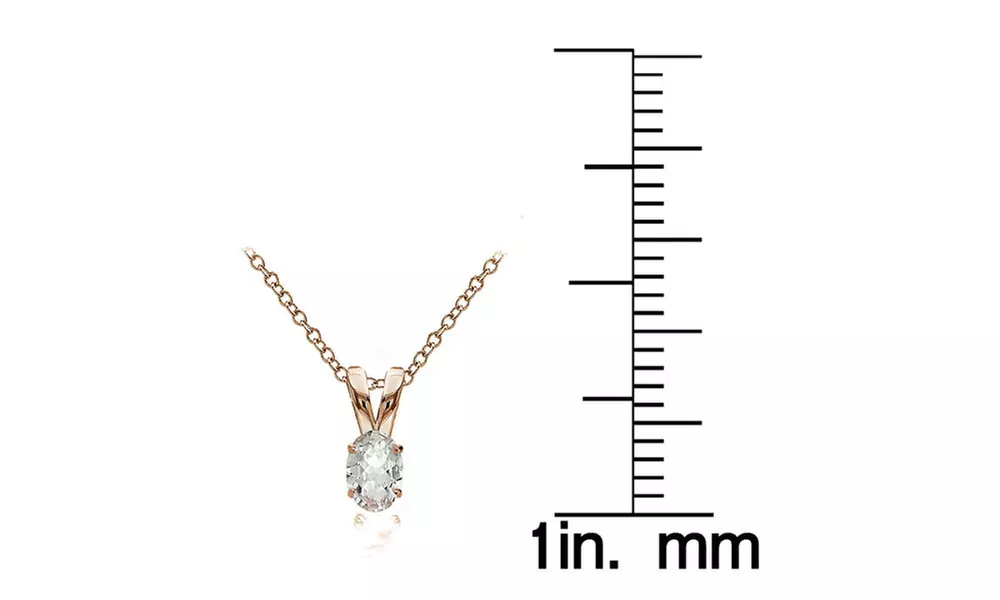 Aquamarine 6x4mm Oval Solitaire Pendant Necklace in Rose Gold Flash 925 Silver - Primary Image