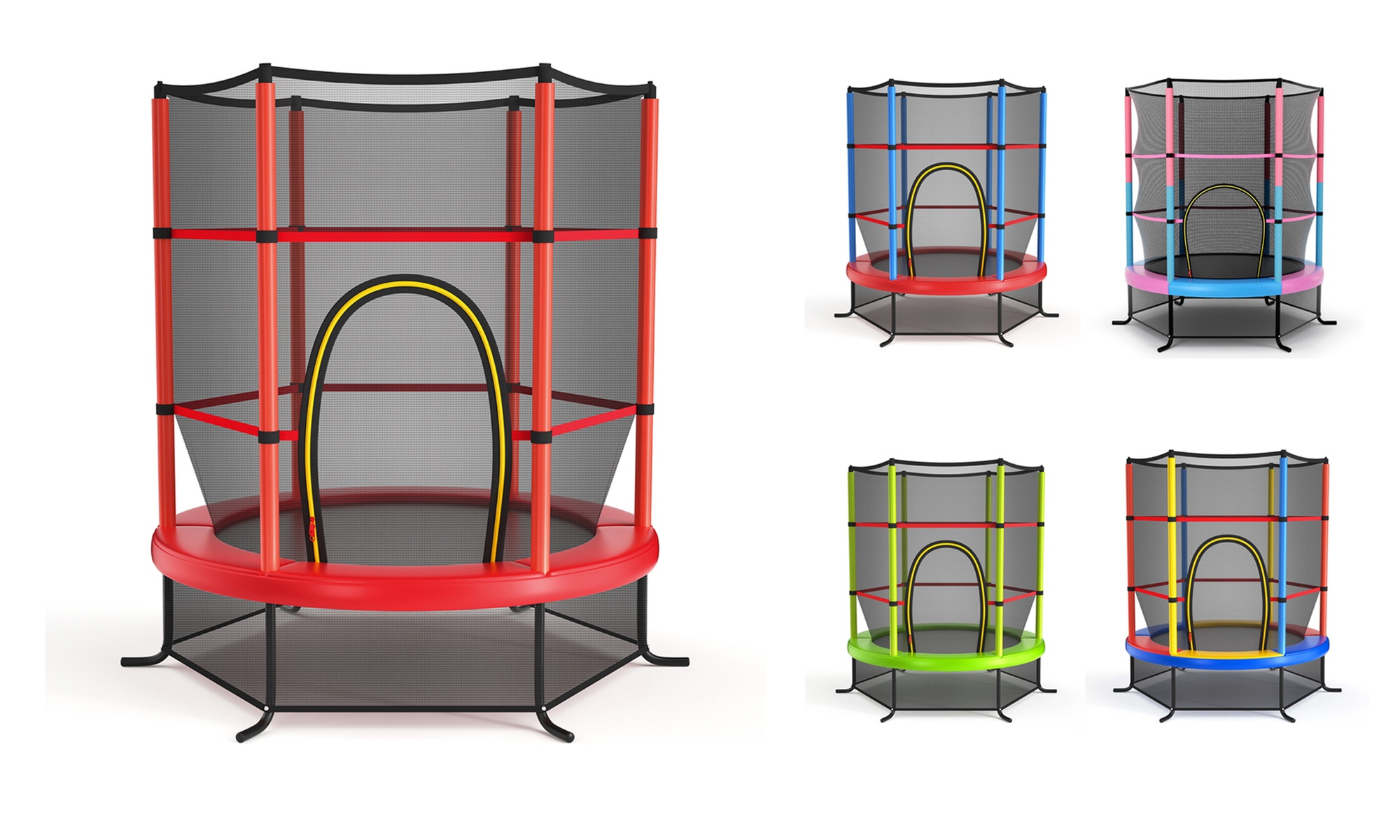 Youth Jumping Round Trampoline 55'' Exercise W/ Safety Pad Enclosure Combo Kids - Primary Image