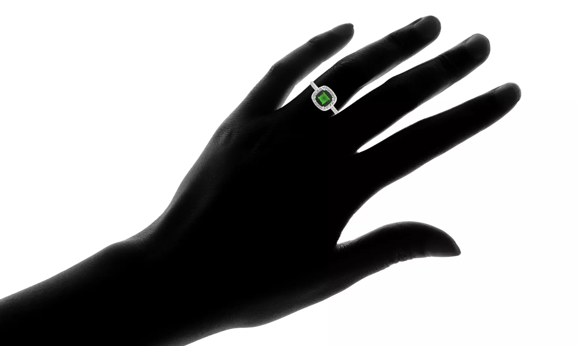 Gemstone & Created Sapphire Halo Ring in Sterling Silver Diamond Accent Jewelry