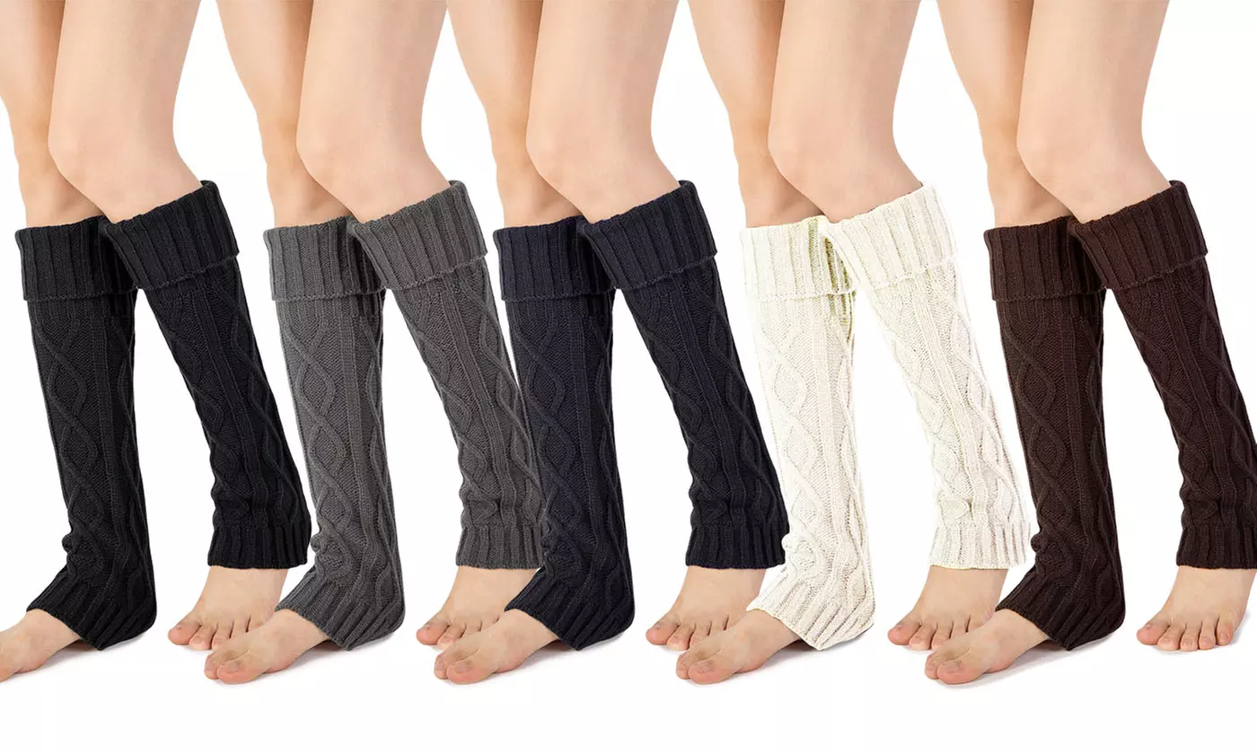 Lady Winter Warm Leg Warmer Cable Knitted Crochet Long Socks Legging - Primary Image