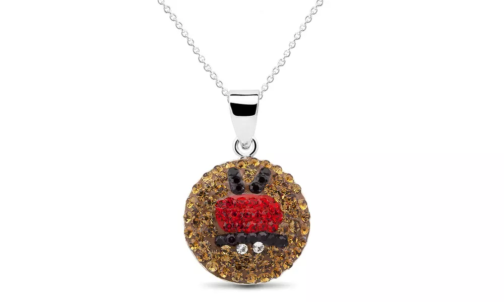 Crystal Round Smiley Face Necklace - Primary Image