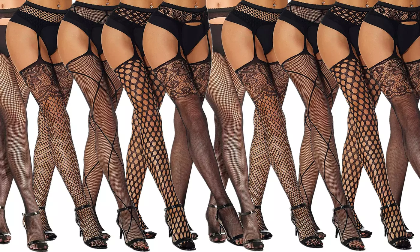 2-Pack Fishnet Tights Thigh High Stockings Pantyhose for Women