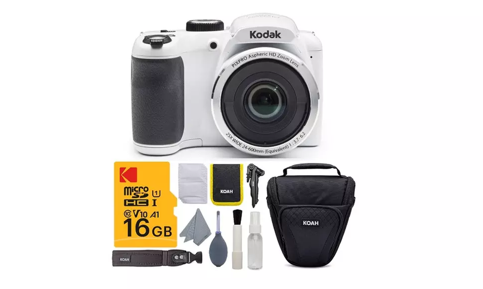 Kodak PIXPRO AZ252 Astro Zoom 16MP Digital Camera (White) w/ 16GB SD Card Bundle - Primary Image