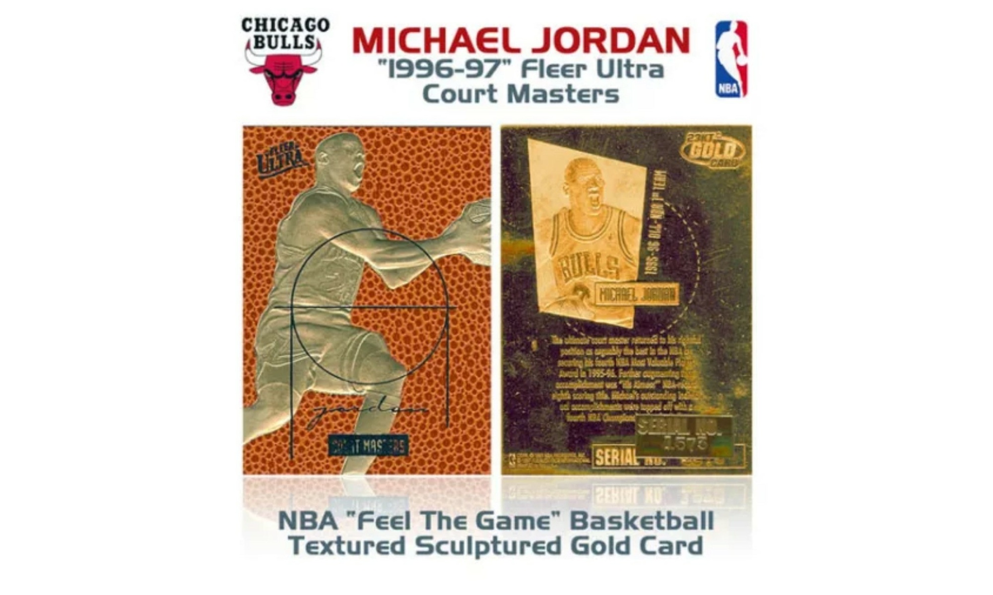 1996 MICHAEL JORDAN Fleer Court Masters * FEEL THE GAME * NBA 23K Gold Card