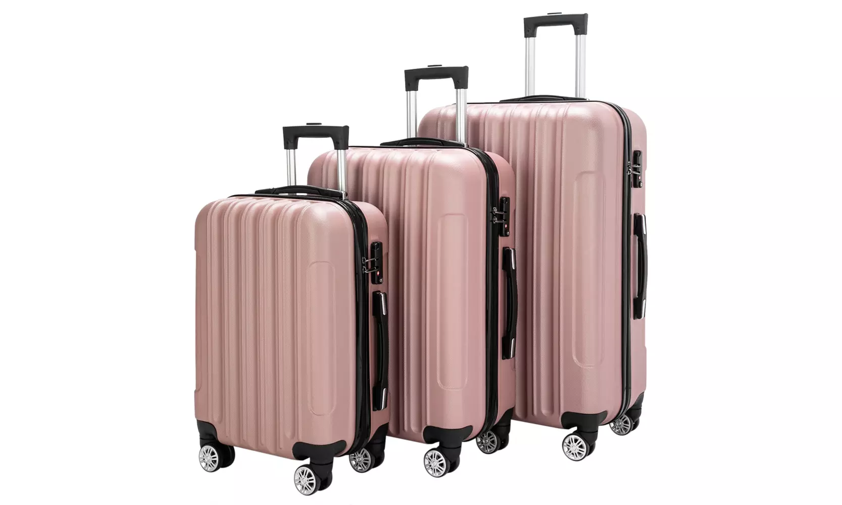 3 PCS Luggage ABS Trolley Case  Travel Spinner Wheels Suitcase - Primary Image