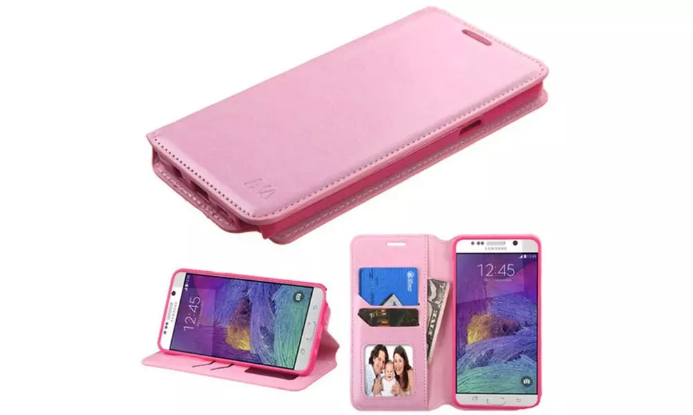 Insten Folio Leather Case Photo Slot For Samsung Galaxy Note 5 Pink - Primary Image