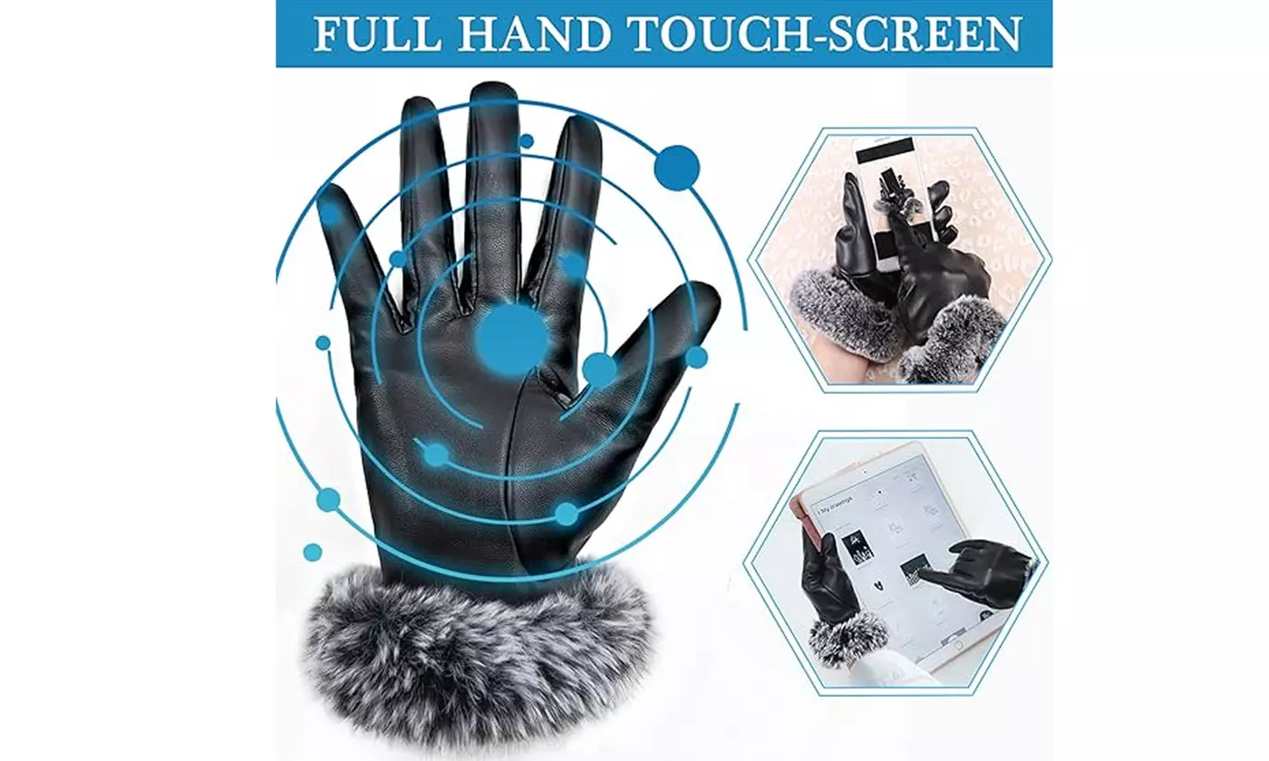 Women's Winter Warm Faux Fur Touchscreen Gloves