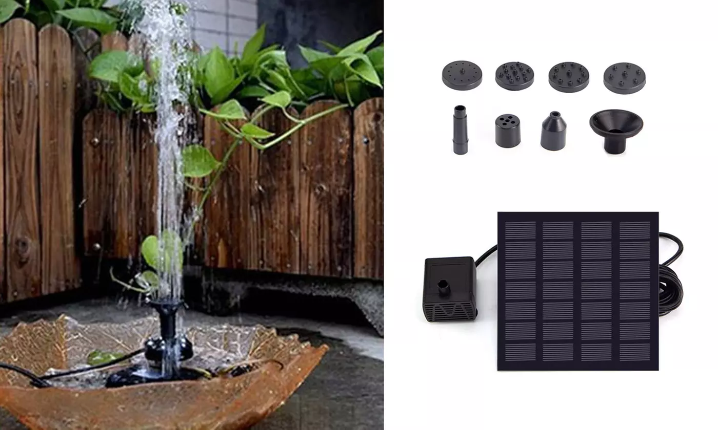 Solar Power Fountain Submersible Water Pump With Filter Panel Pond Pool  - Primary Image