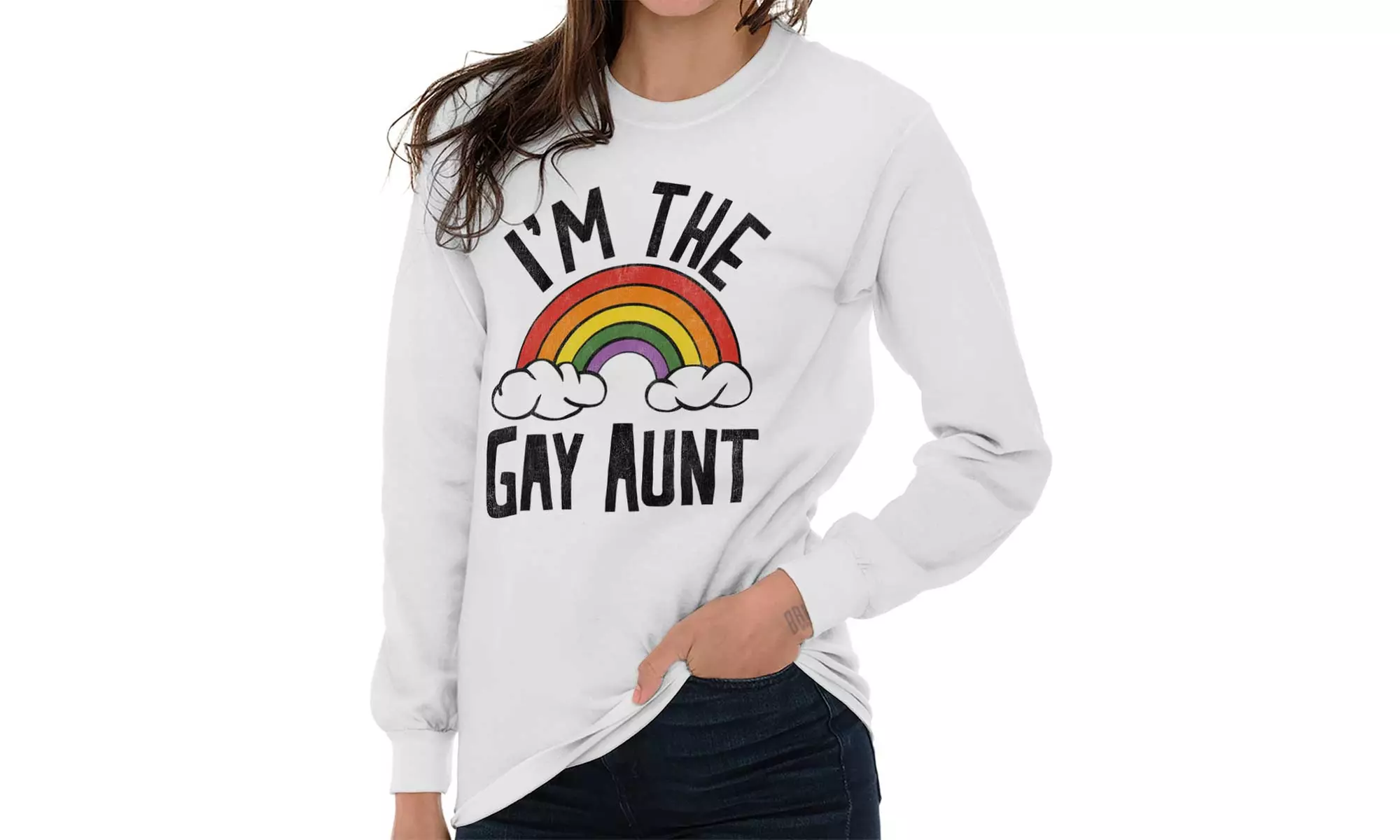 I Am The Gay Aunt Cool Pride LGBT Rainbow Long Sleeve T Shirt - Primary Image