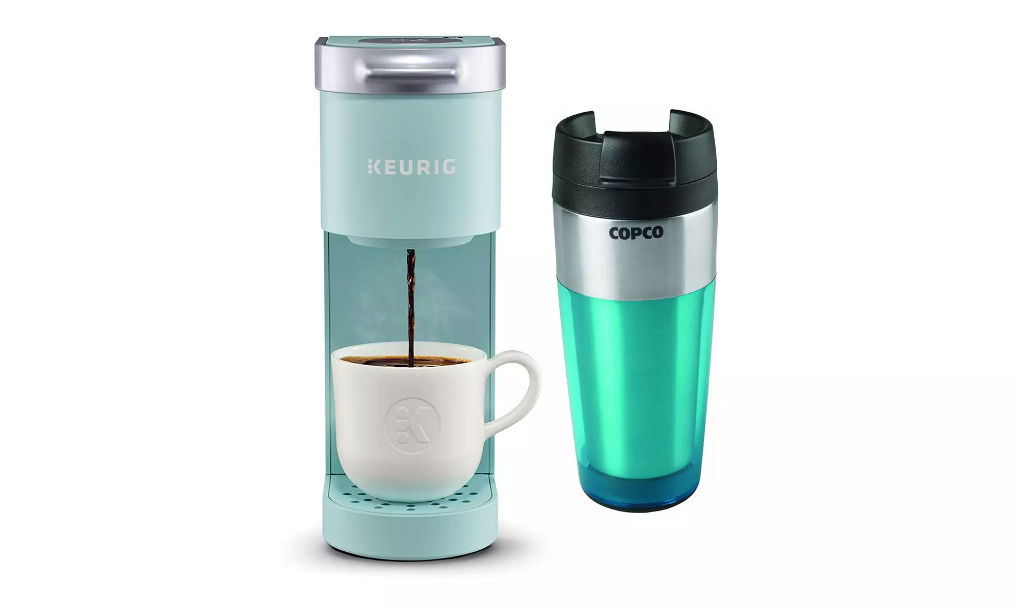 Keurig K-Mini Single Serve Coffee Maker (Oasis) with Stainless Steel Tumbler - Primary Image