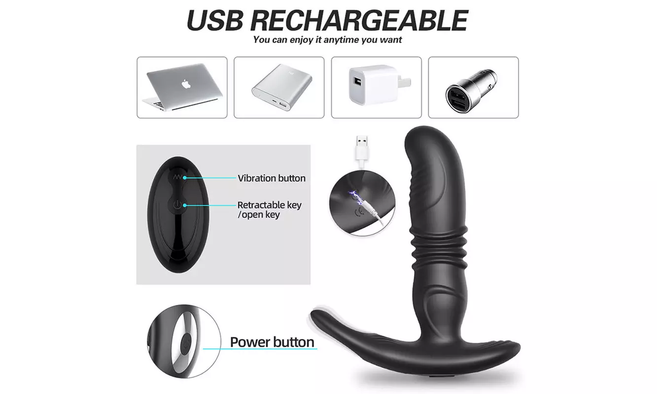 Telescopic Anal Plug Vibrator Stimulator with 60 Vibrating Modes&Remote Control