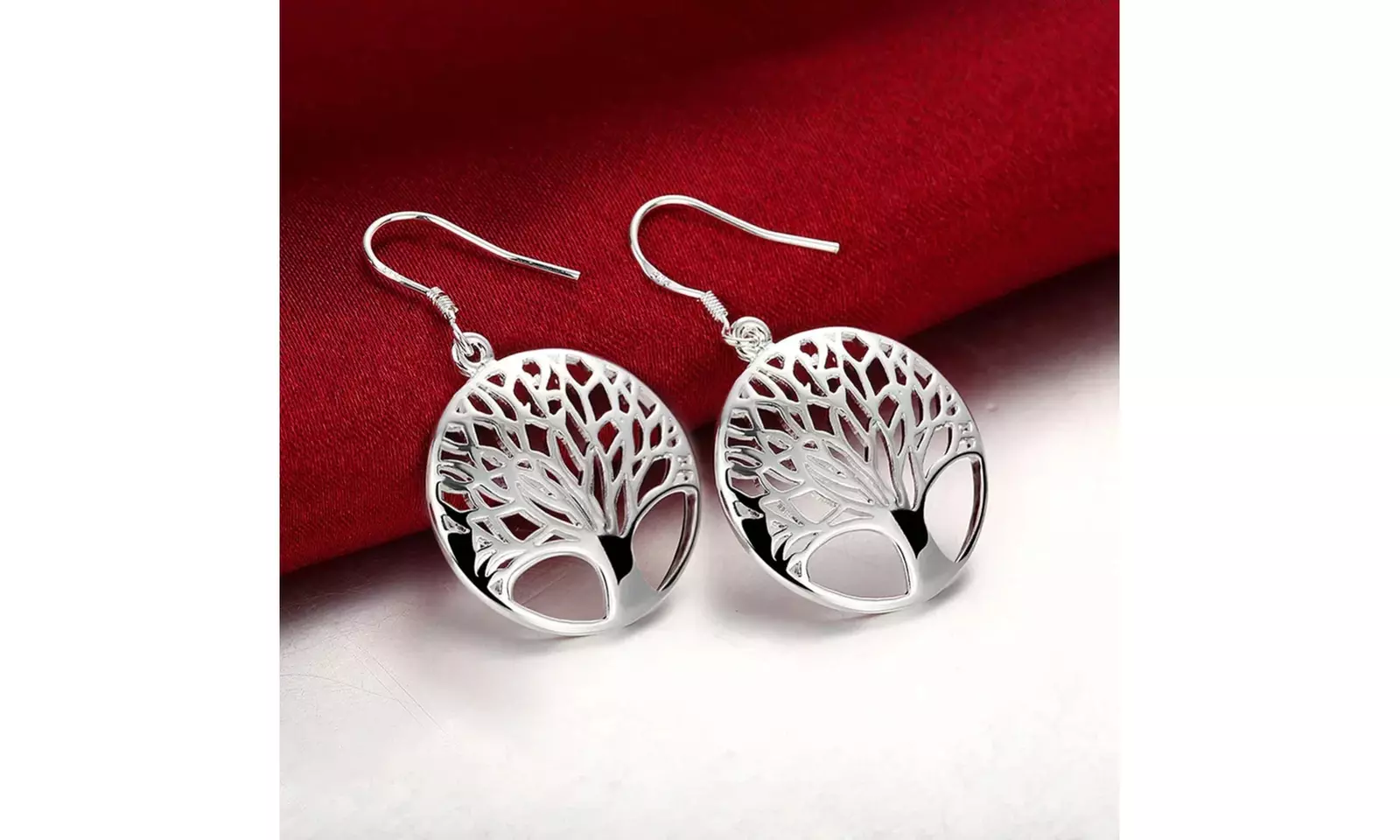 925 Sterling Silver Tree Of Life Dangle Drop Earrings 