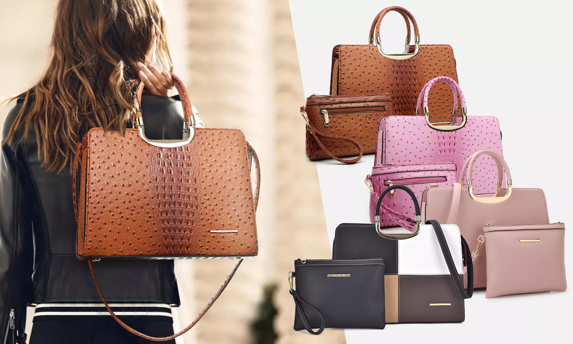 DS COLLECTION Grace Fashion Briefcase Satchel with Matching Accessory Pouch - Primary Image