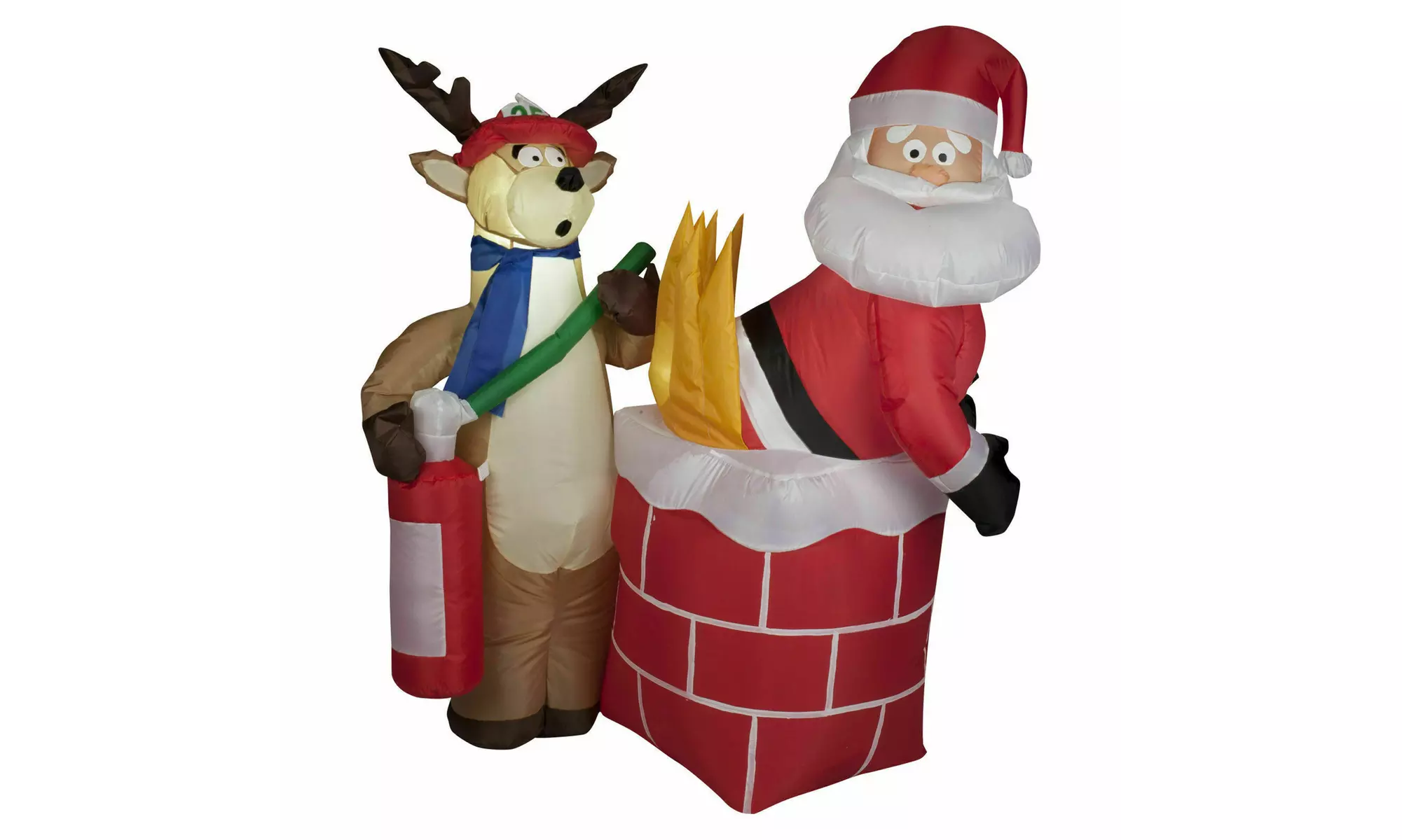 New High Quality 4 ft. Santa in Chimney on Fire Funny Christmas Inflatable - Second Medium