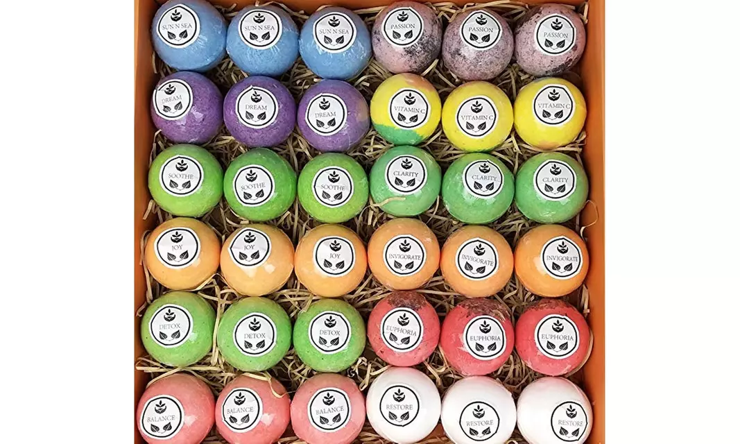 Gift Set of 36 Nurture Me Organic Bath Bombs, Large Bath Fizzies - Second Medium