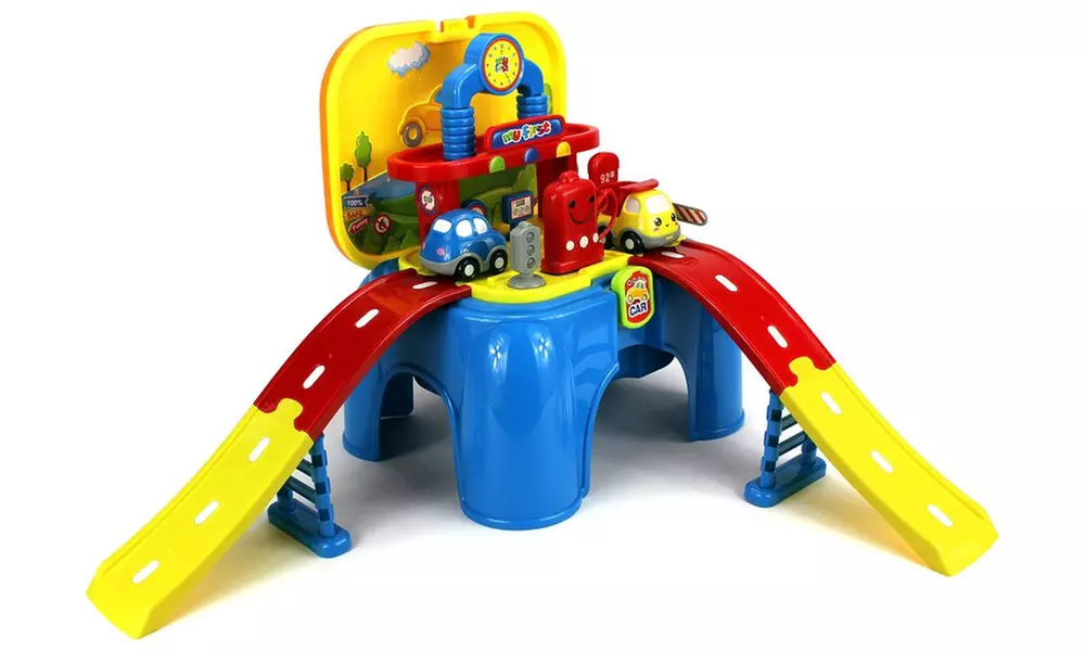 Velocity Toys Gas Station Children's Kid's Pretend Play Toy Track Vehicle Set - Primary Image