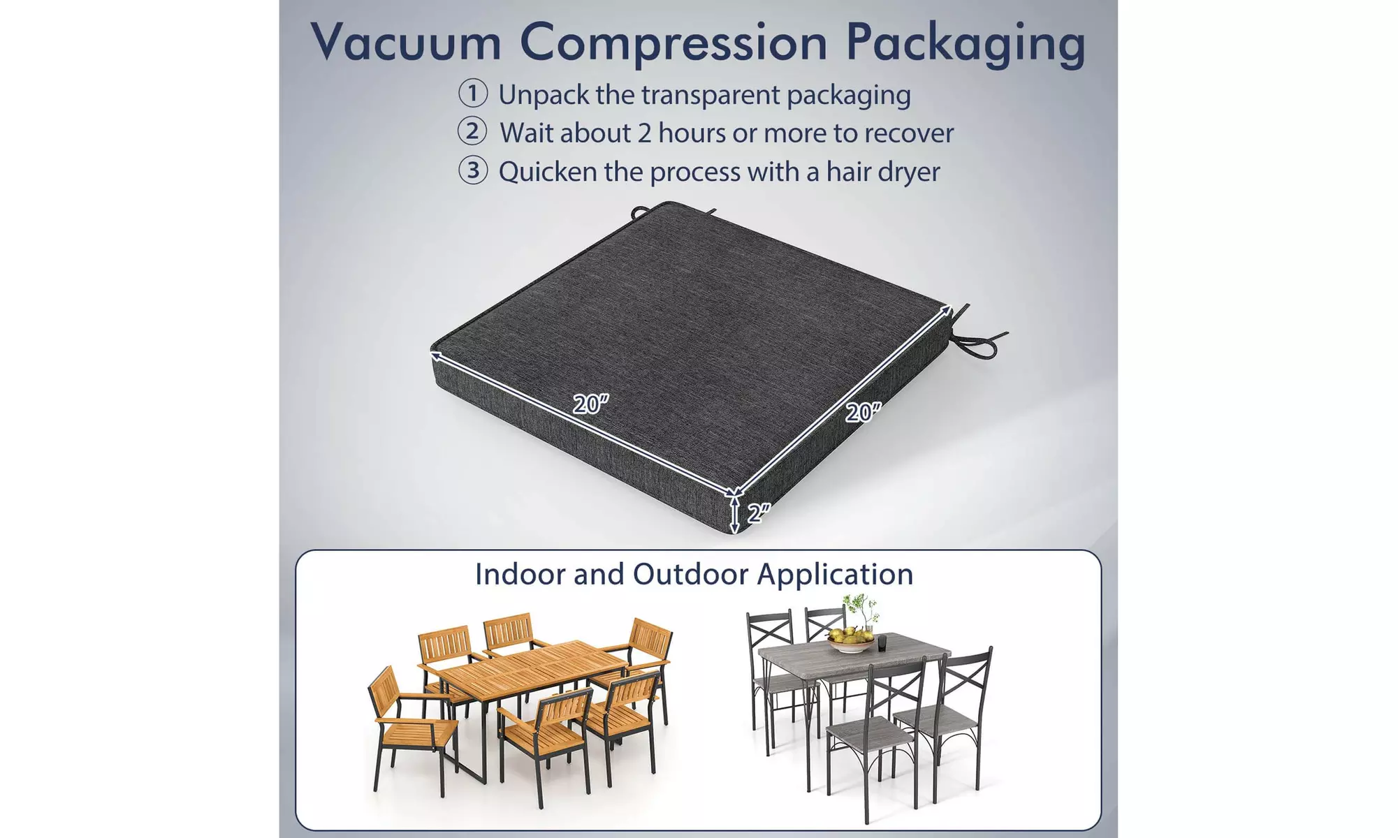 2, 4 or 6 Costway Outdoor Chair Cushions with Fade-Resistant Fabric