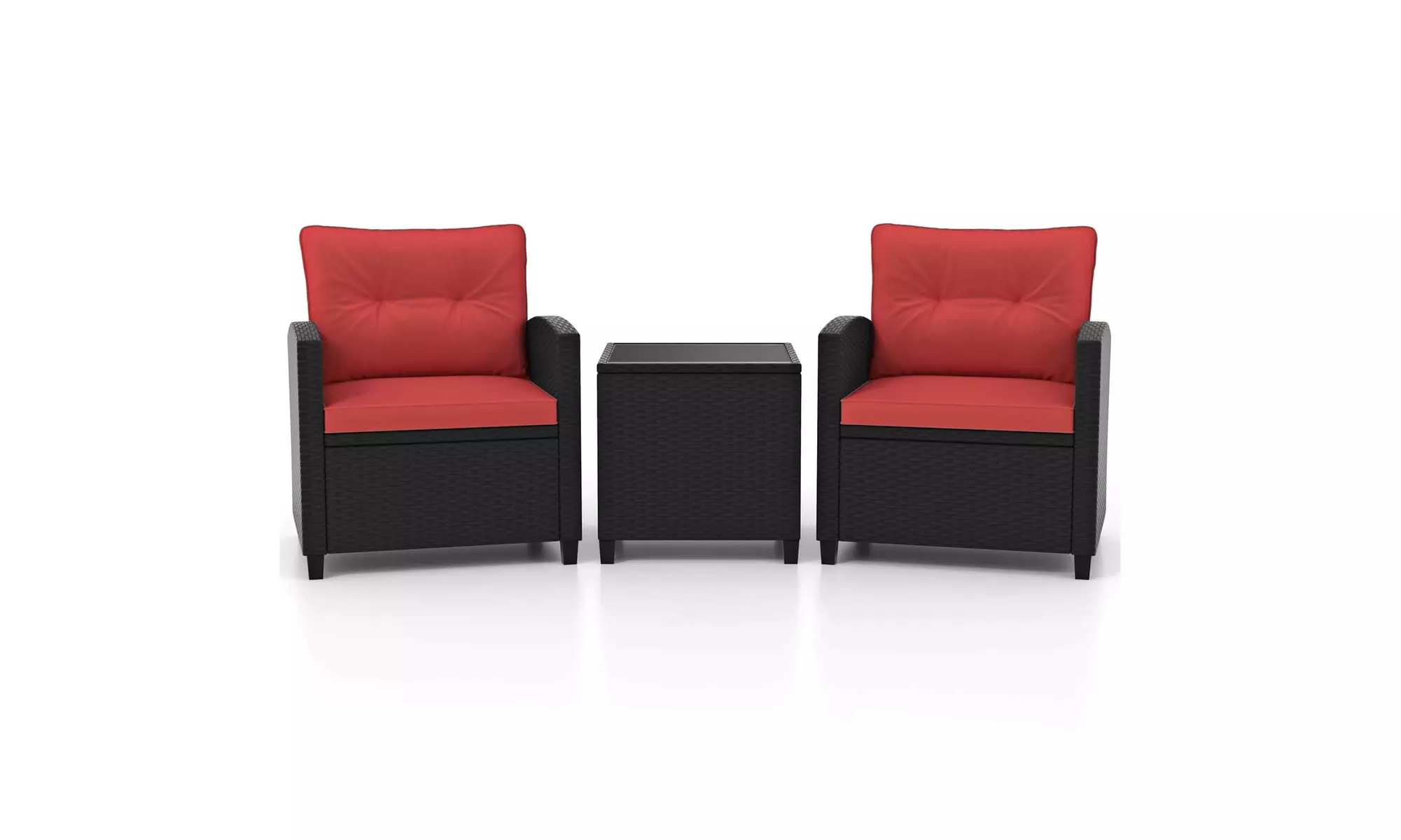  Three-Piece Costway Patio Furniture Set with Tempered Glass Coffee Table