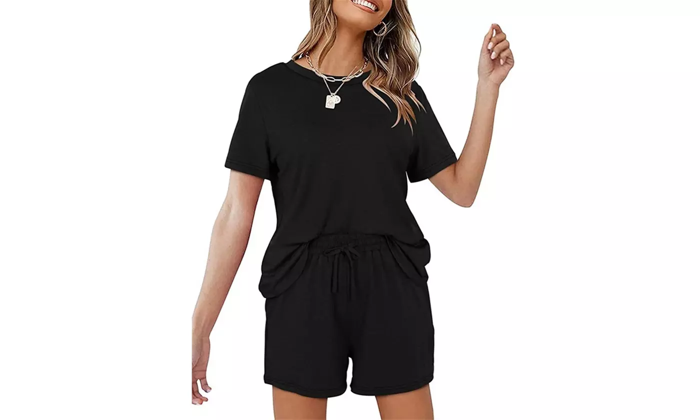 Women's 2 Piece Outfits Summer Shorts and Short Sleeve Lounge Set