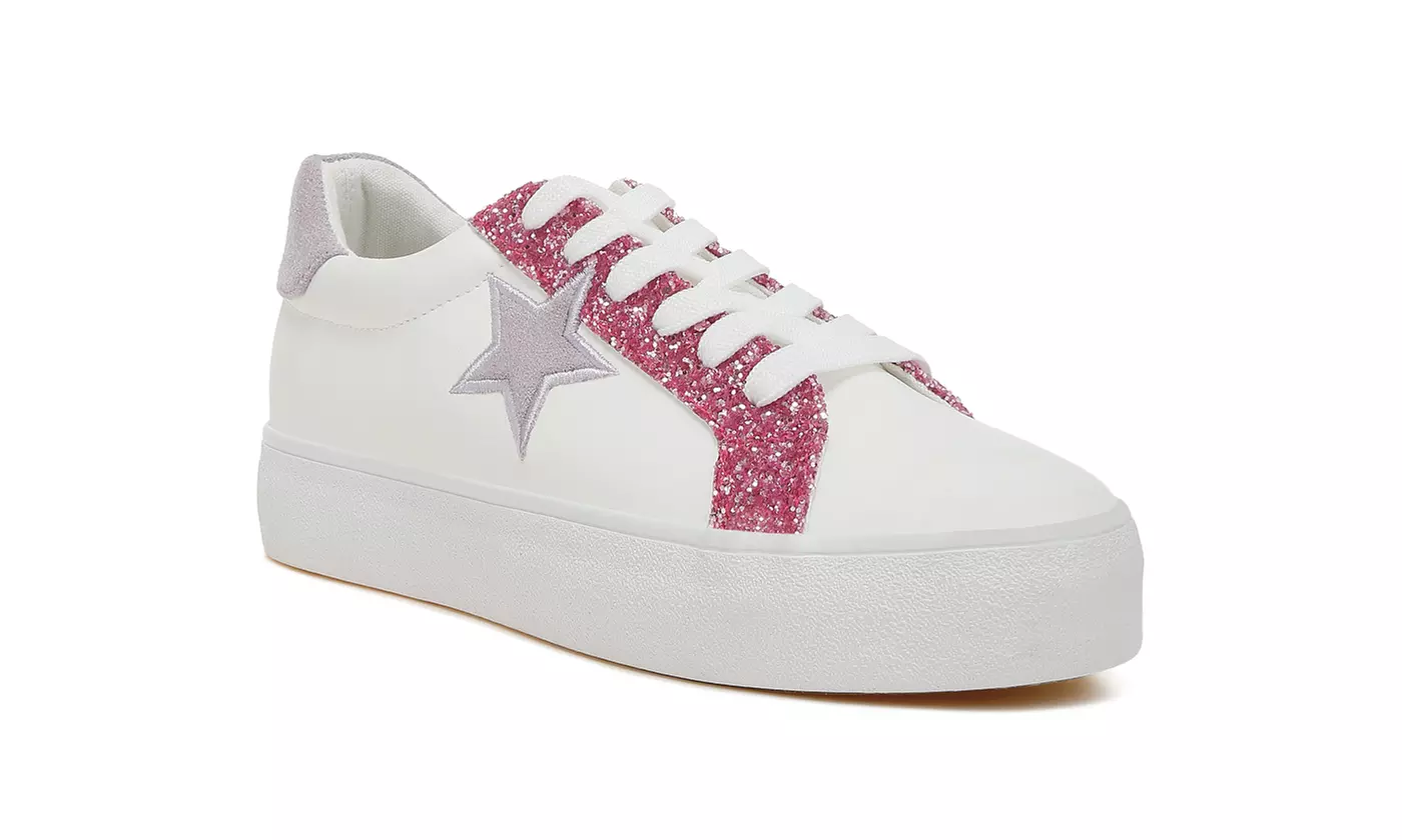 London Rag Bomber Metallic Star Glitter Women's Sneakers