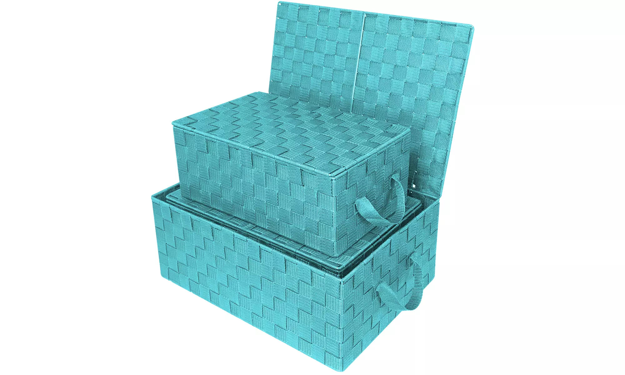 3-Pack Storage Box w/ Lid for Closet & Shelves - Woven Fabric Basket Organizer