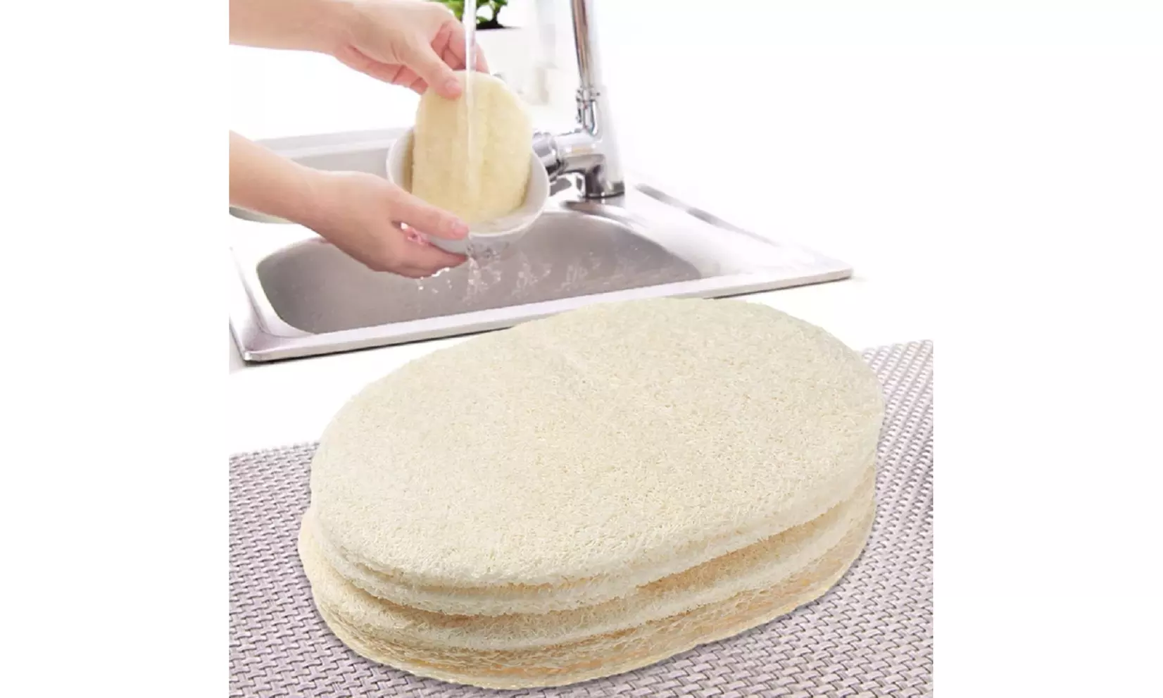 4 Pcs Natural Loofah Kitchen Sponge Biodegradable Loofah Dish Sponge for Dishes
