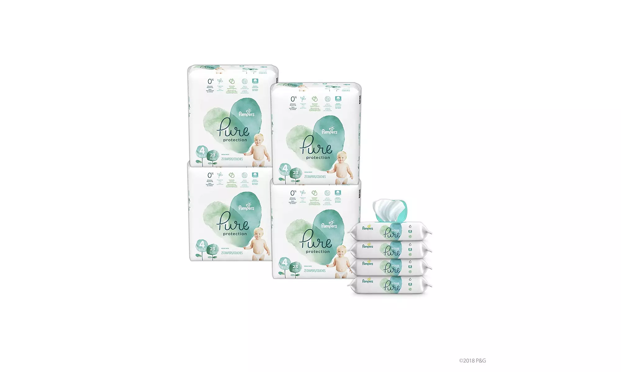 Diapers Size 4, 92 Count - Pampers Pure Disposable Baby Diapers, Hypoallergenic - Primary Image