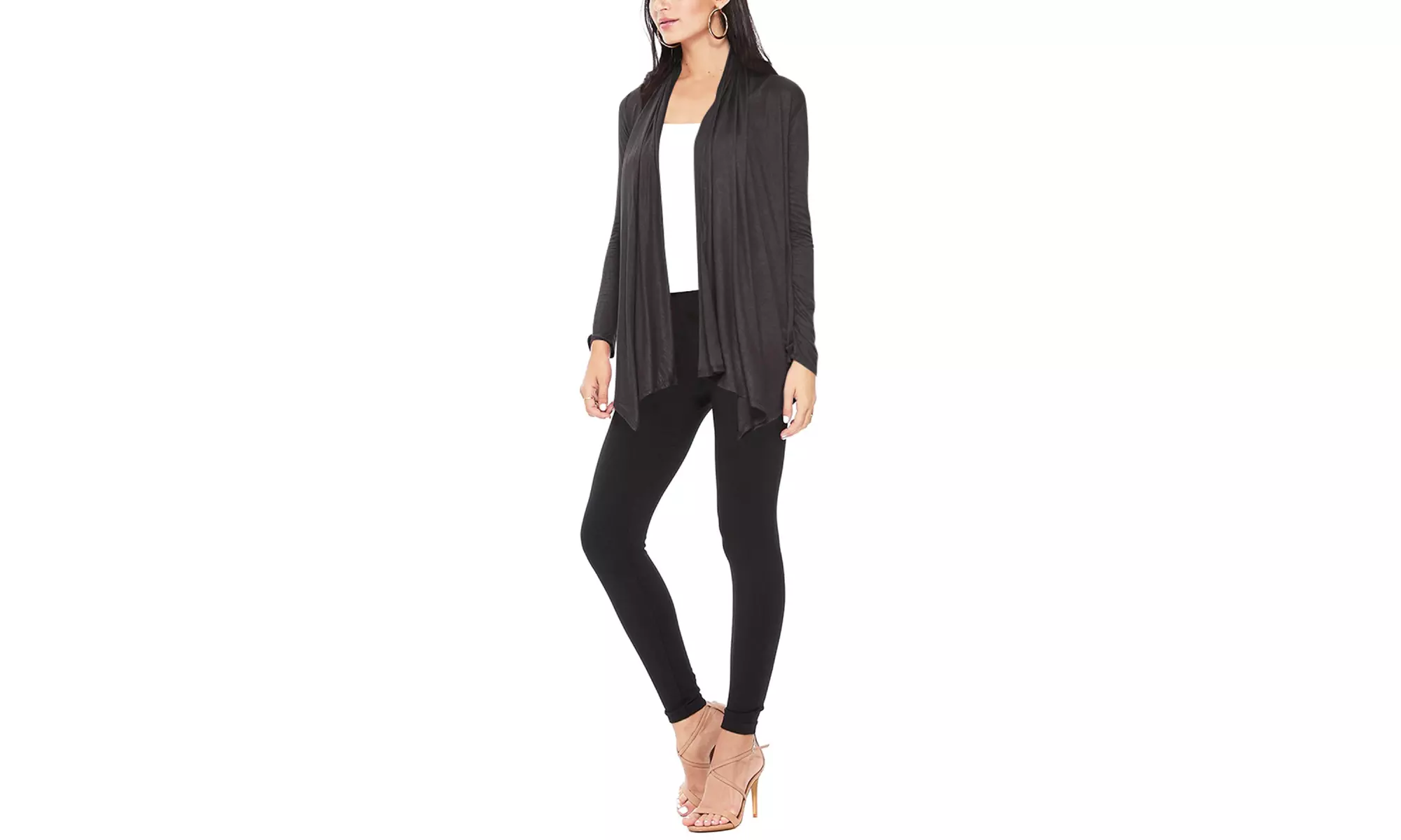 Women's Casual Long Sleeve Open Front Draped Cardigan (Pack of 2)