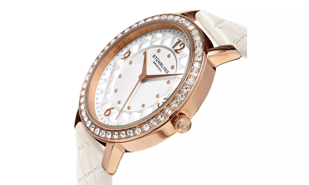 Stuhrling Original Women's  Crystal Leather Strap Watch  - Second Medium